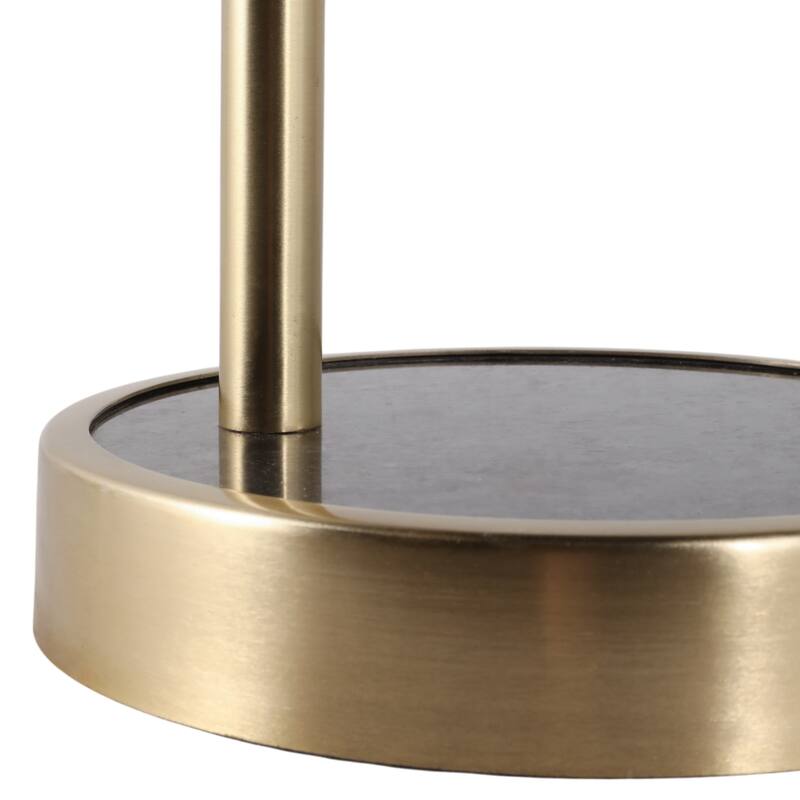 Stone Metal Side Table Modern Round Tray Top Sleek Frame - 23" Black - 23.25"