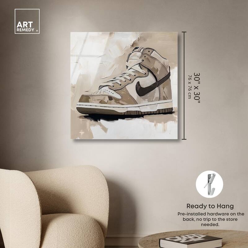 Light Tans Sneaker Acrylic by Art Remedy, Ready to Hang
