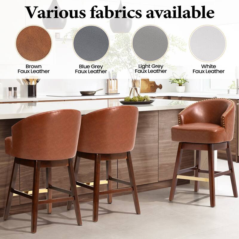 26.4"H Height Solid Wood Swivel Indoor BarStools Set of 2 or 4