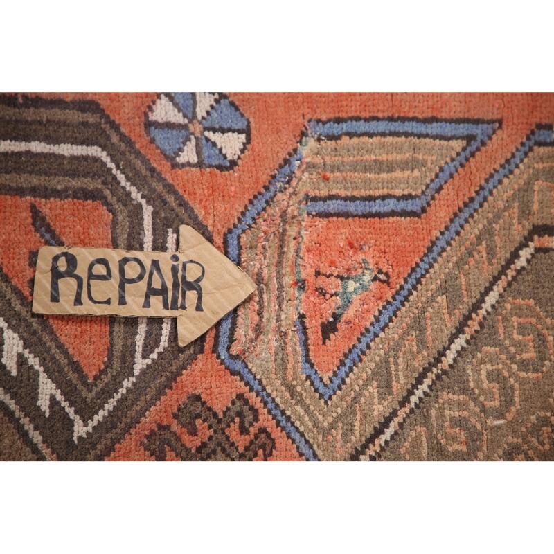 Hand Knotted Oriental 100% Wool Carpet Traditional Tribal Coral Hamedan Runner Rug - 13' 2'' X 3' 5''