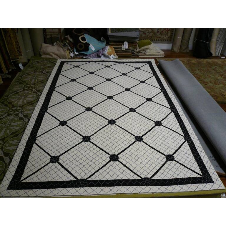 SAFAVIEH Handmade Newport Katsuko Modern Cotton Rug - 5'6" x 8'6" - Ivory/Black - Rectangle