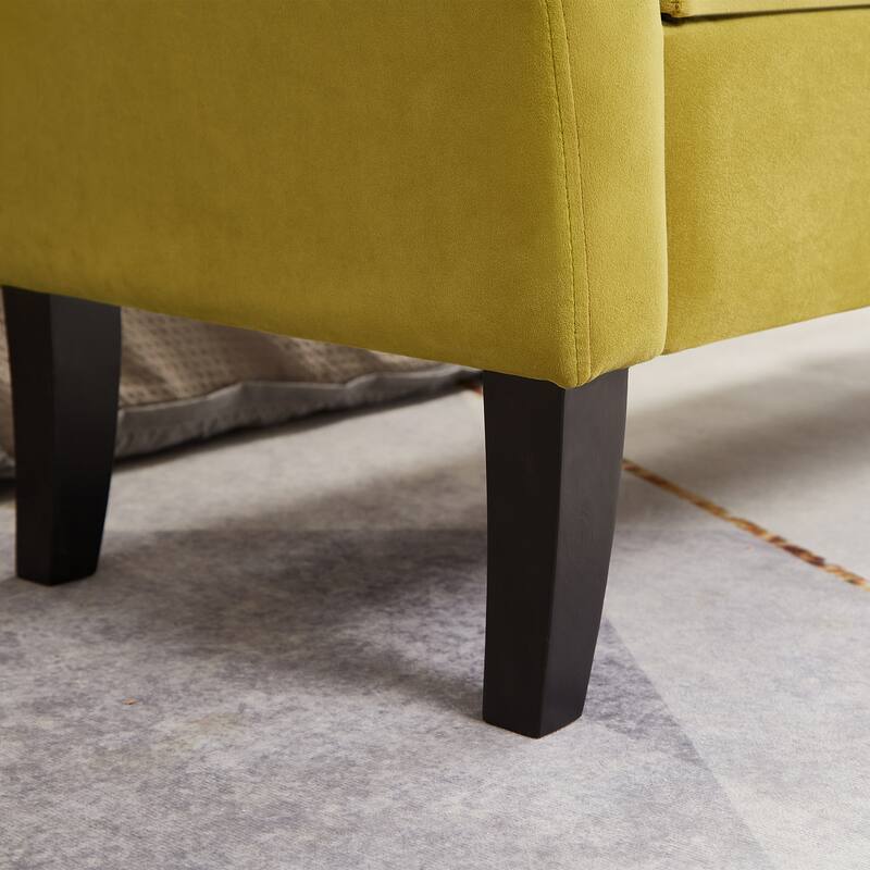 Bed Storage Bench with Curved Arms and Solid Wooden Legs