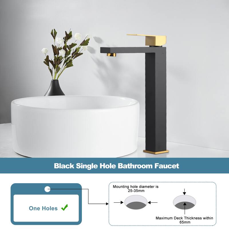 WOWOW Single Handle Single Hole High Arc Bathroom Vessel Faucet