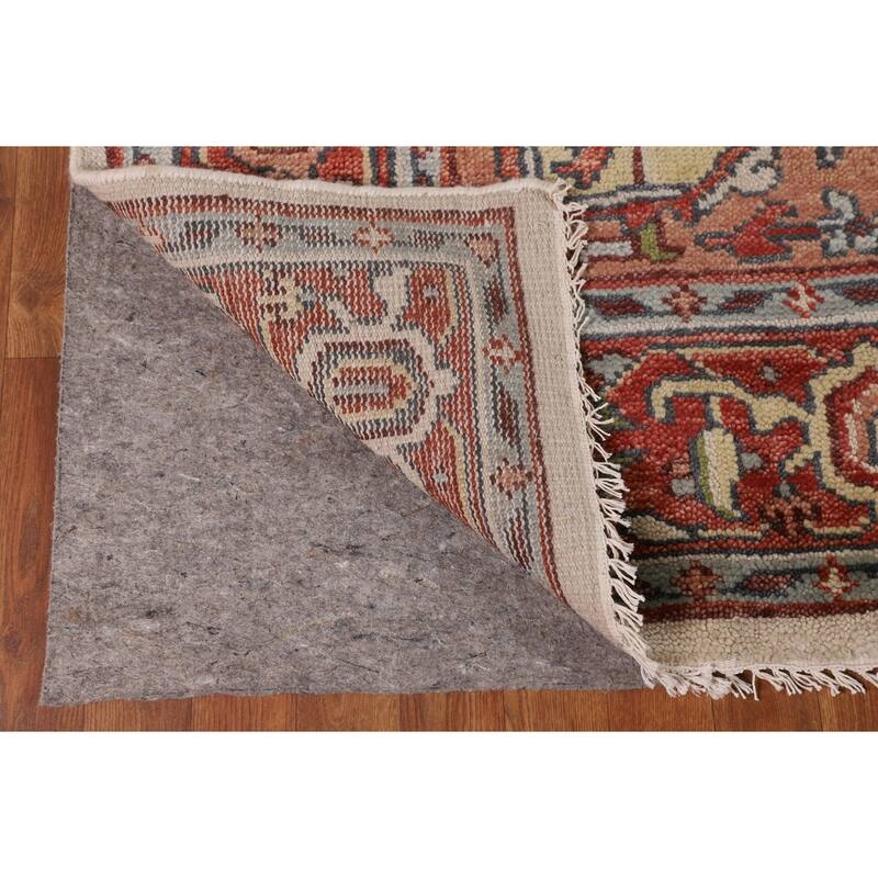 Ivory & Orange Heriz Serapi Indian Area Rug Handmade Wool Carpet - 7'10"x 9'11"