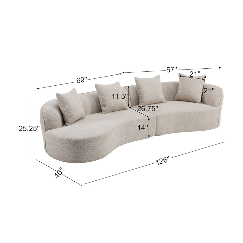 Christopher Knight Home - Linda Fabric Curved Sectional Sofa