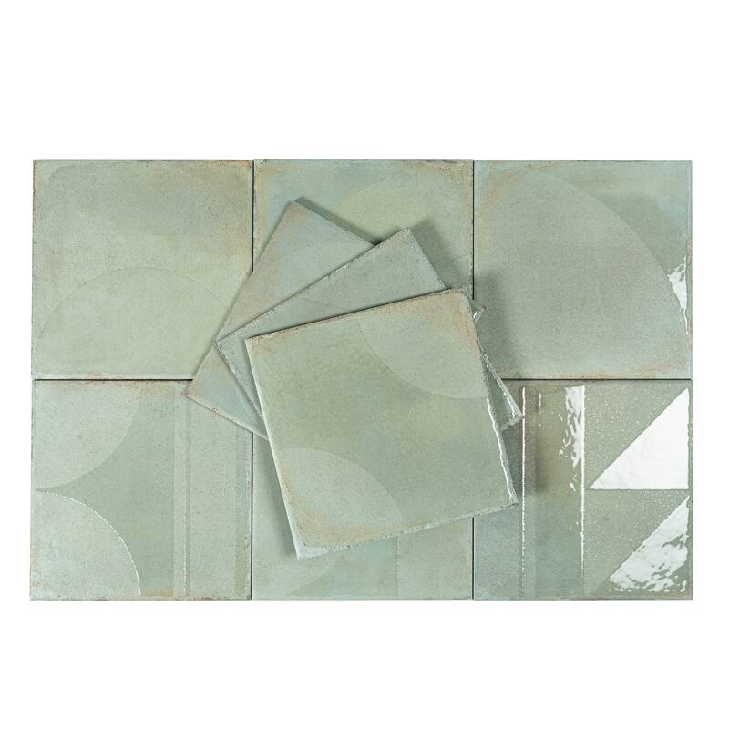 Cadence 8x8 Muted Sage Green Porcelain Square Motif Wall and Floor Tile (12.49 sq ft/case) - 29 Pack
