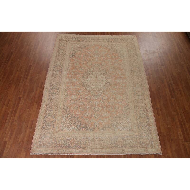 Traditional Kashan Persian Rug Hand-knotted Vintage Wool Carpet - 8'4" x 11'5"
