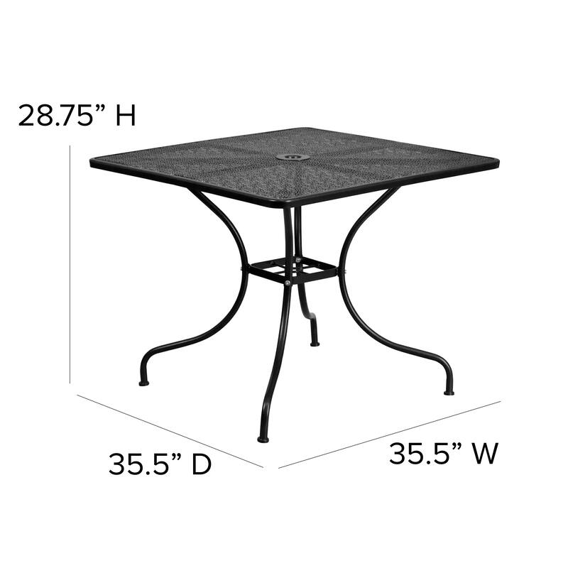 35.5'' Square Indoor-Outdoor Steel Patio Table - 32.5"