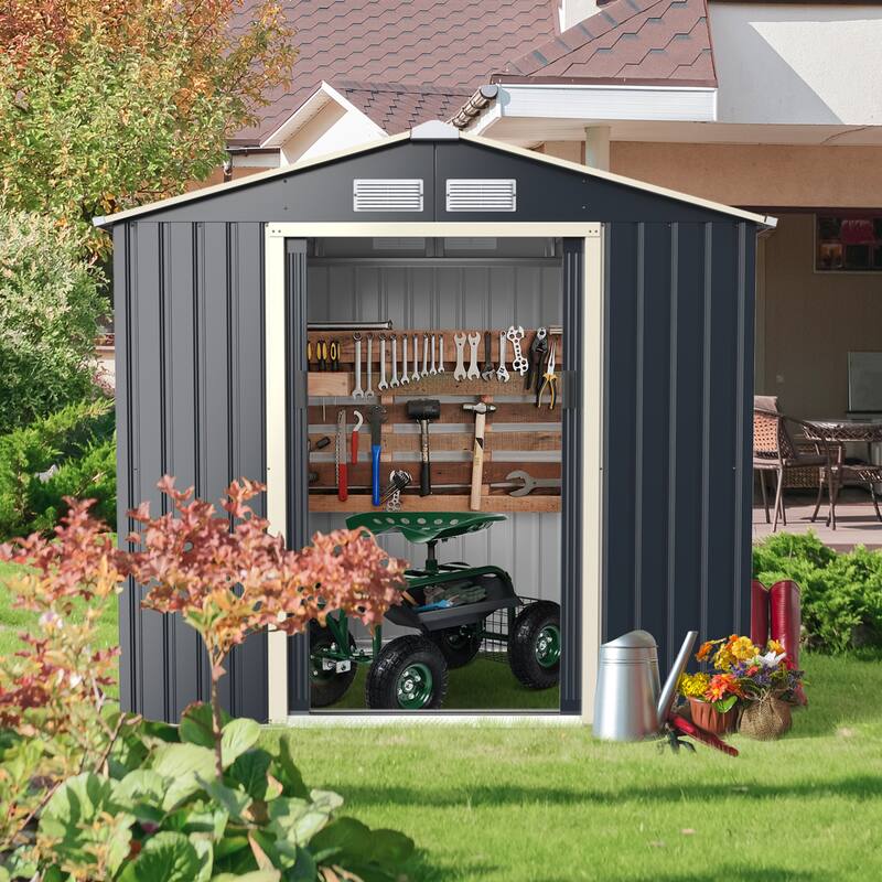 Gymax Outdoor Tool Storage Shed Large Utility Storage House w/ Sliding