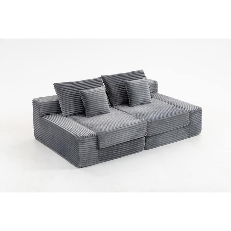 Double Chaise Lounge Sofa, Cloud Plush Sofa Bed, Upholstered Boneless Cloud Sofa Deep Seat, Sleeper Loveseat Chair