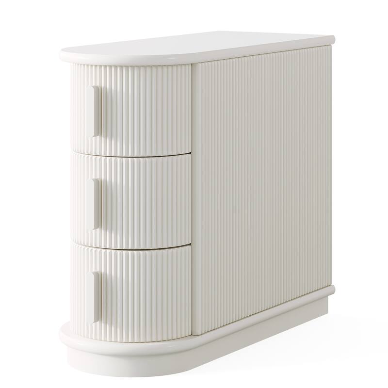 Solid Wood Side End Table with Drawers for Living Room