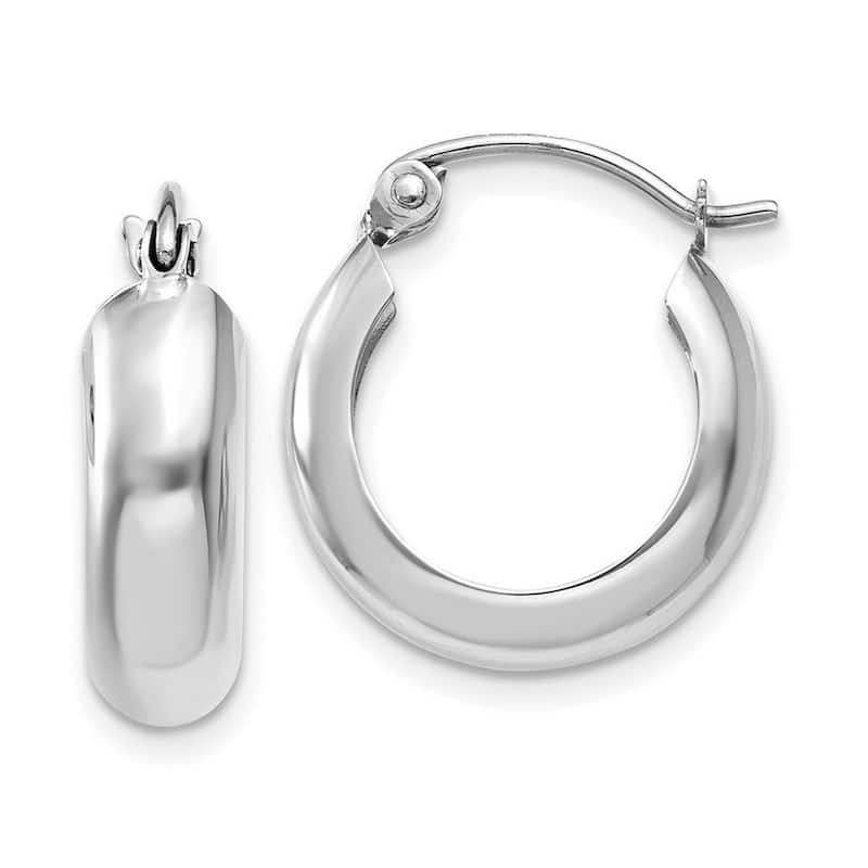 Curata 10k White Gold 10x4.75mm Wedding Band Hoop Earrings