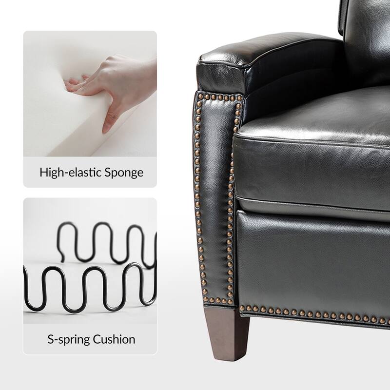 Gaspar Mid-Century Modern Pushback Recliner with Nailhead Trim by HULALA HOME
