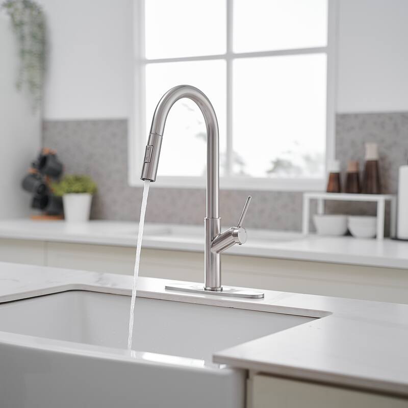 WIZ Single Handle Pull Down Sprayer Kitchen Faucet in Matte Black