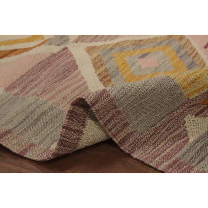Hand Woven Oriental 100% Wool Carpet Southwestern Tribal Multi-Colored Kilim Area Rug - 7' 5'' X 4' 11''