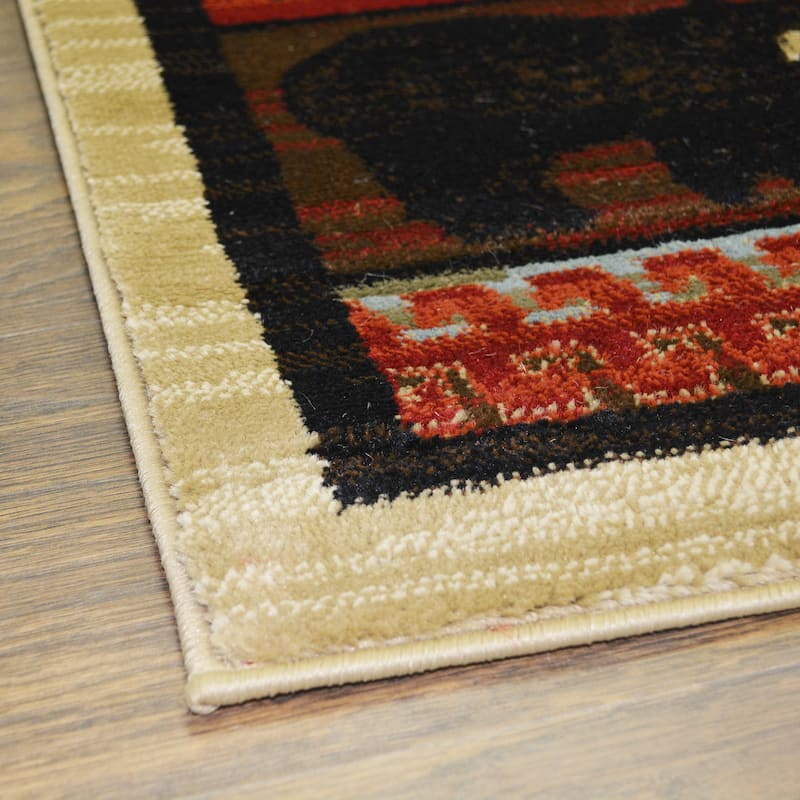 Lodge King Red Pine Rustic Bear Area Rug