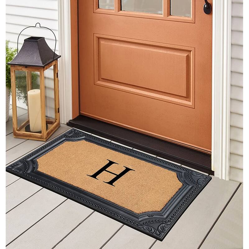 A1HC First Impression Carson Rubber and Coir 24" X 39", Heavy Duty, Easy to Clean Outdoor Monogrammed Doormat