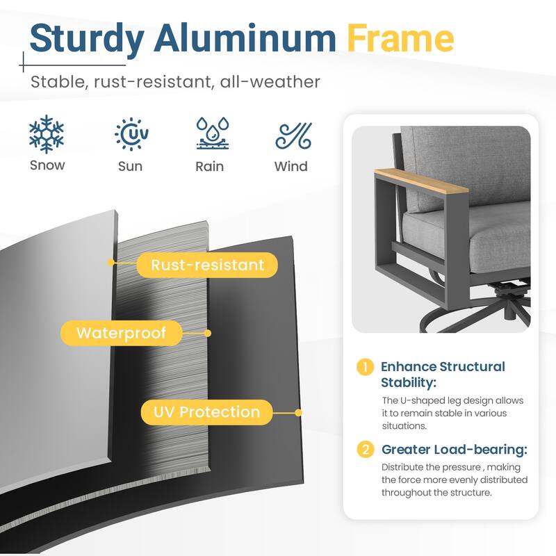 Patio Swivel Dining Chairs with 360-Degree Rotating