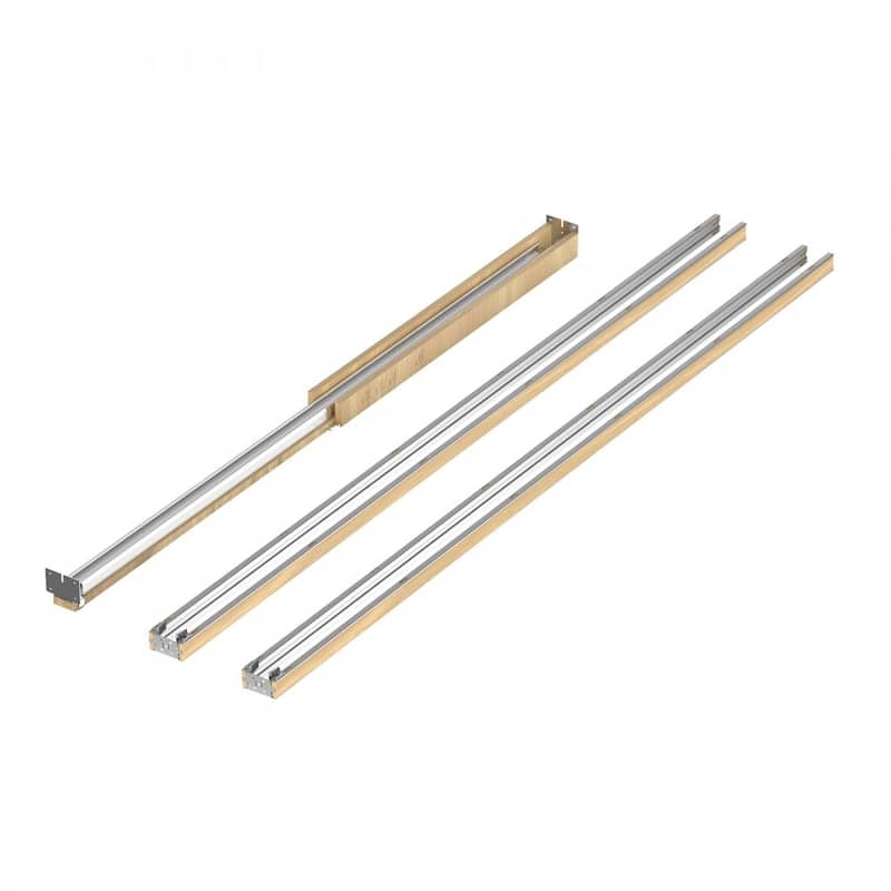Brown-Silver Wood and Steel Soft-Close Pocket Door Frame Kit Adjustable
