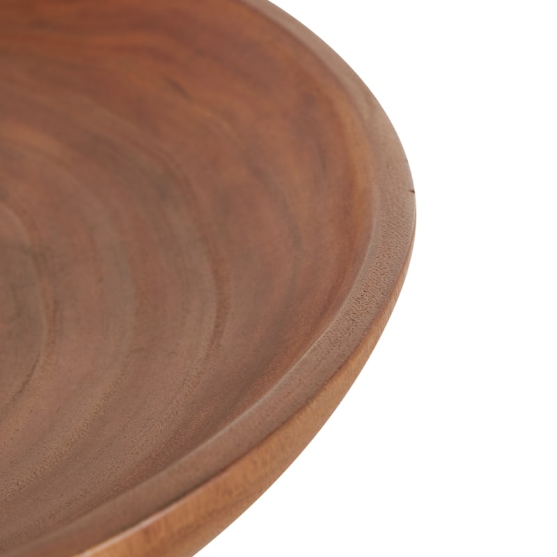 Teak Wood Handmade Round Decorative Bowl with Peg Legs - Brown - Roche River Decor - 17"W x 17"L x 6"H