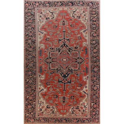 Pre-1900 Antique Vegetable Dye Heriz Serapi Persian Large Wool Carpet - 10'10"x 18'3"