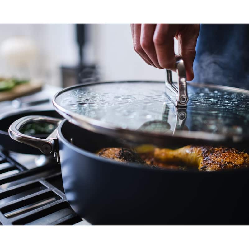 Joseph Joseph Space Ceramic Non-Stick 5 Qt. Shallow Casserole with Folding Handles and Lid