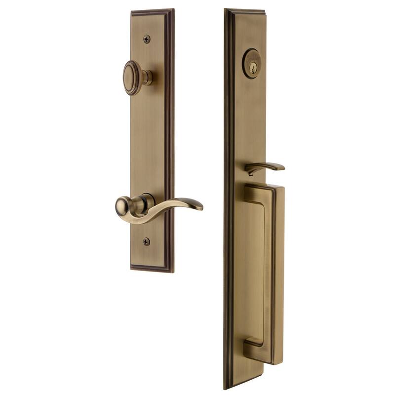 Grandeur Carre Solid Brass Rose Right Handed Keyed Entry Single - Vintage Brass