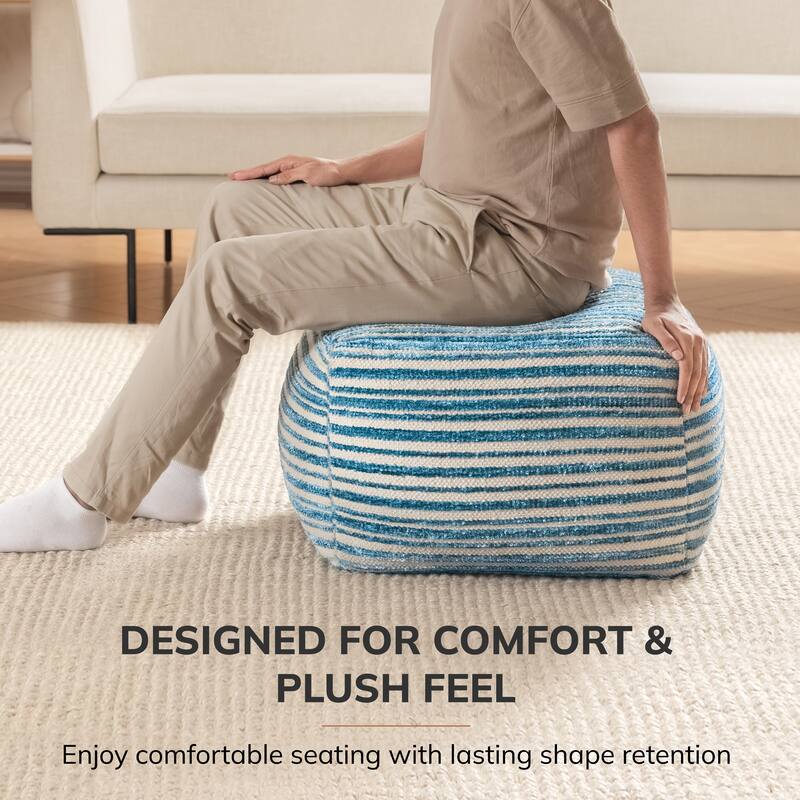 Jani 22-inch Ottoman Pouf - Handcrafted Handmade Round Ottoman for Seating, Footrest, Home Decor for Living Room, Bedroom