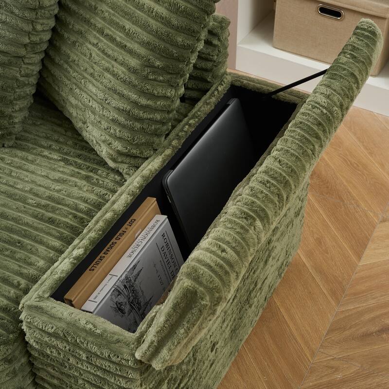 Oversized Two-Piece Couches, L Shaped Sofa, Corduroy, Right Chaise Daybed,with Armrests,Eight Throw Pillows,Corner Sofa