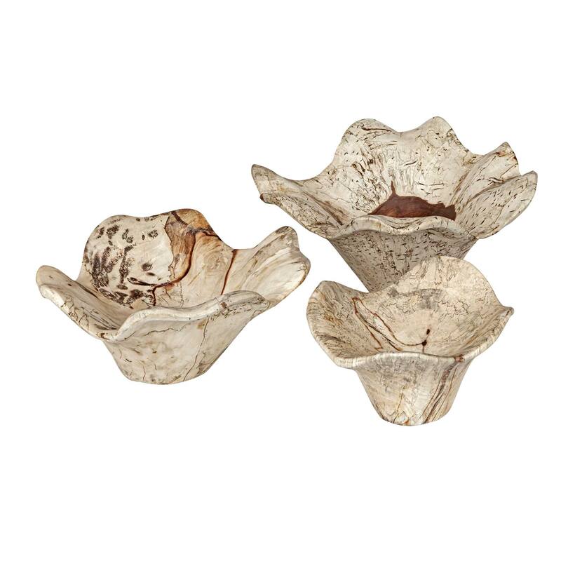 Uttermost Teo Bleached Wood Wall Decor (Set of 3) - 15.75" W x 7.00" H x 15.75" D