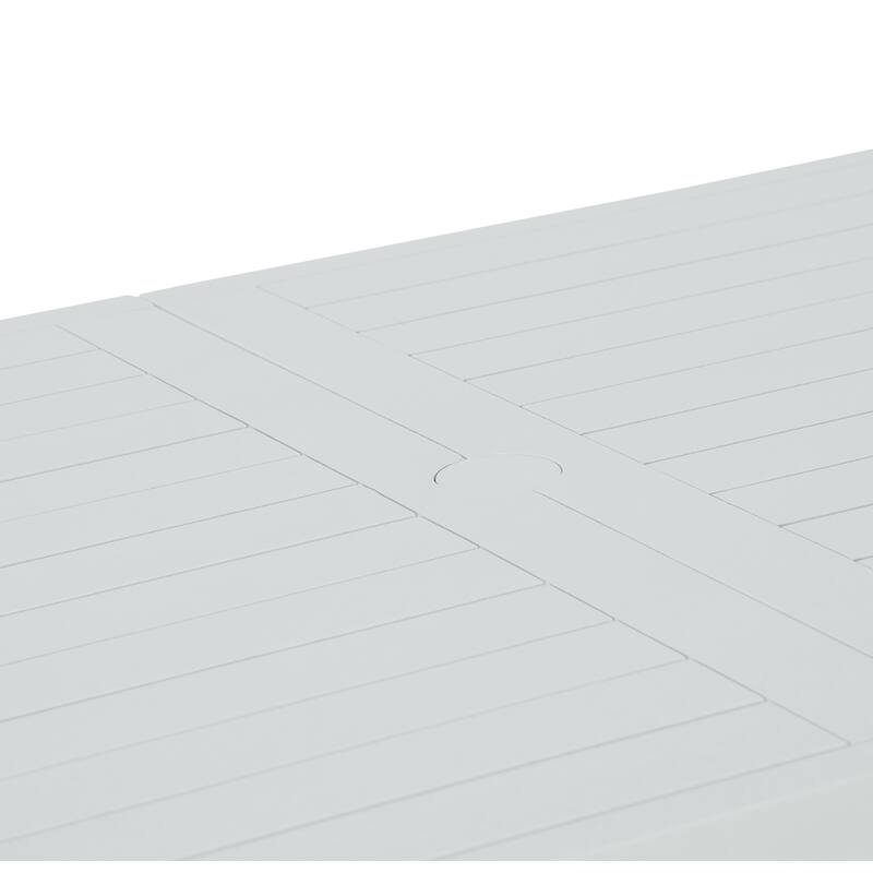 5-Piece Outdoor Acacia Wood Dining Set with Rectangular Table and Umbrella Hole for Family Gatherings