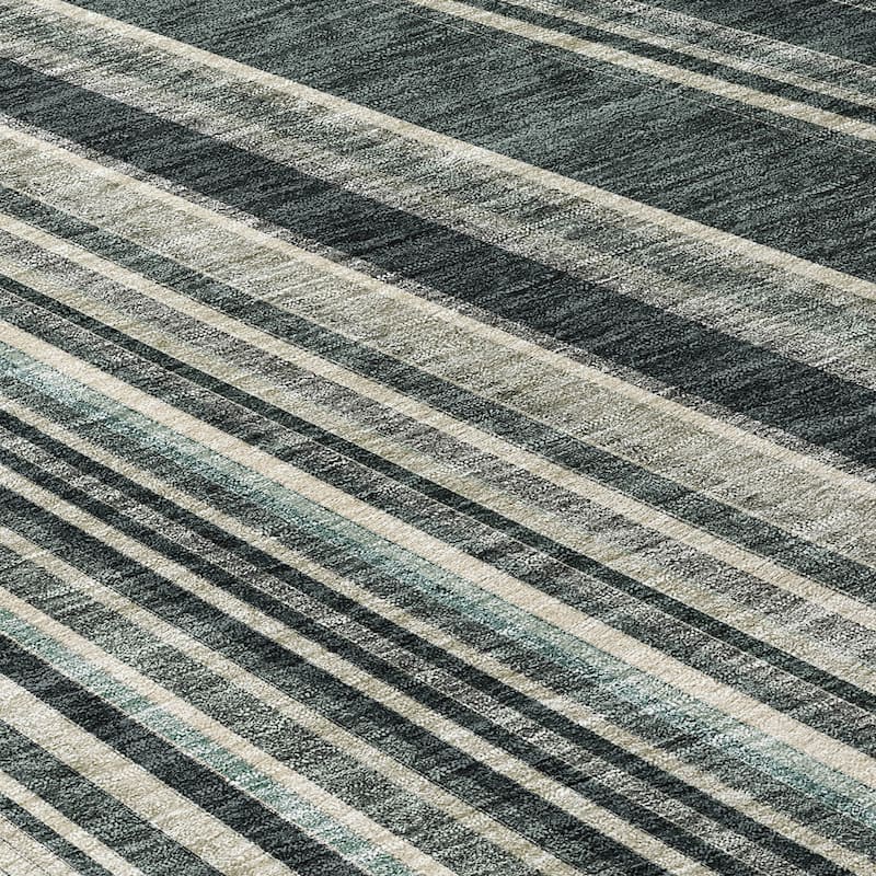 Machine Washable Indoor/ Outdoor Stripe Wave Chantille Rug