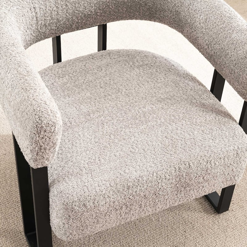 Upholstered Teddy Velvet Single Accent Chair Modern Corner Padded Boucle Armchair for Living Room Bedroom Lounge