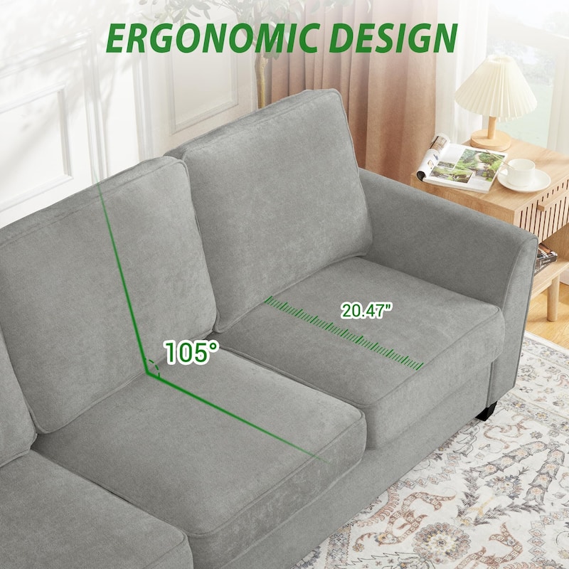 83" Couch, 3-Seater Sofa with Deep Seat, Comfortable Chenille Couch