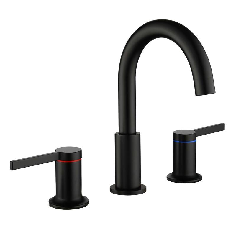 8 Inch Widespread Bathrom Faucet 3 Hoes Modern Bathroom Sink Faucet Double Handle Vanity Basin Faucets Mixer Taps With Valve - Matte Black