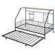preview thumbnail 3 of 78, Metal House Bed with Trundle, Twin/Full Size Daybed Playhouse Bed with Bulit-in Storage Shelves and Metal Grid for Kids Teens