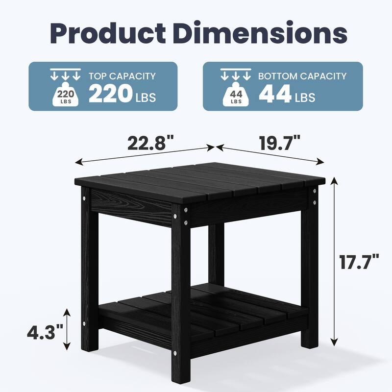 Durable 2-Tier Outdoor Side Table - All-Weather HDPE, Stainless Steel