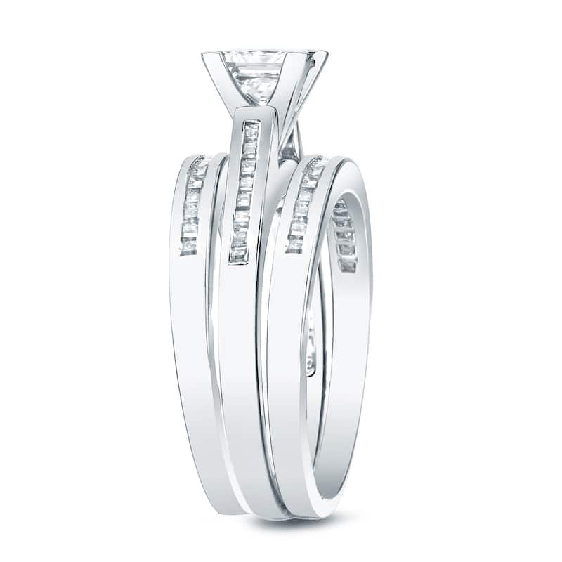 Auriya 1 3/4ctw Princess-cut Diamond Engagement Ring 3pc Set 14k Gold
