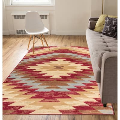 Well Woven Eastgate Traditional Southwestern Red Area Rug - 5'3" x 7'3"
