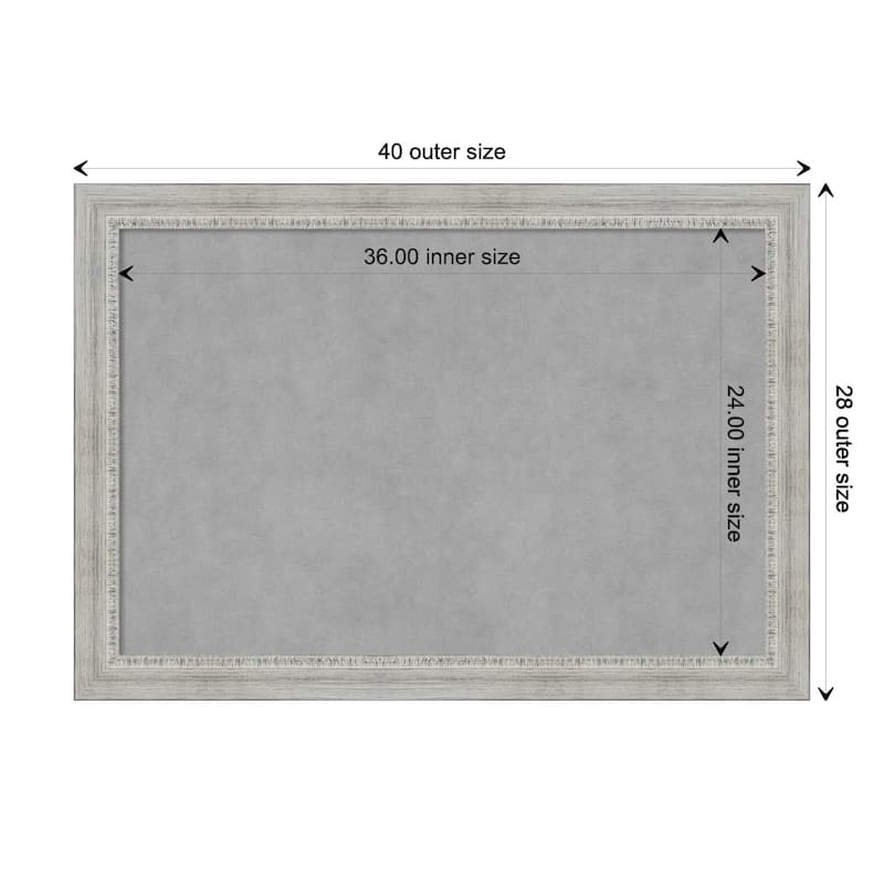 Amanti Art Rustic White Wash Framed Magnetic Board - Board Size 36x24