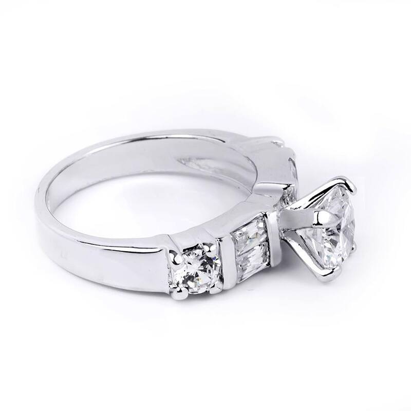 Sterling Silver Cubic Zirconia 2.25 Carat Round Cut Bridal Ring