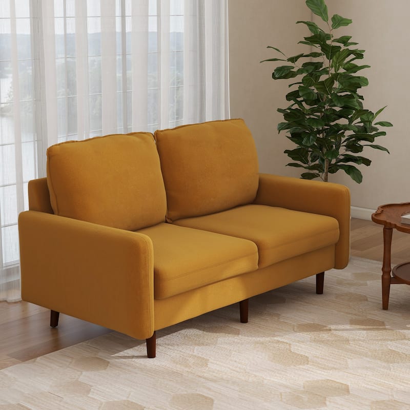 Velvet Loveseat Sofa With Wood Legs - Ginger