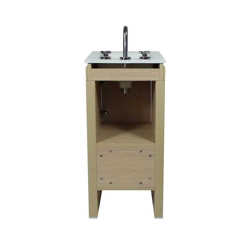 16" Single Sink Vanity In Neutral With White Ceramic Top