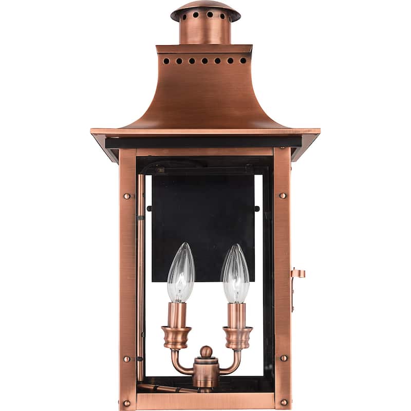 Chalmers 2-Light Outdoor Wall Lantern in Aged Copper