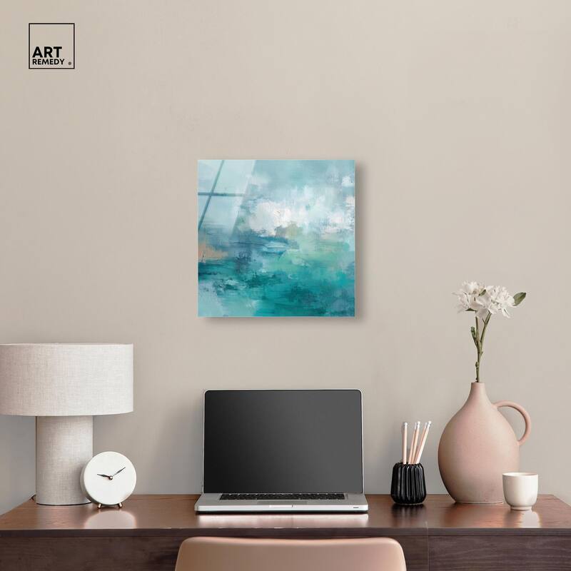Green Blue II Acrylic by Art Remedy, Ready to Hang