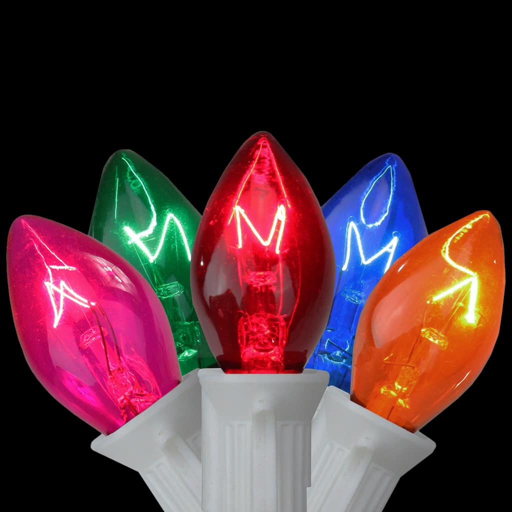 C7 Christmas String Lights - Multi Color - 24' White Wire - 25ct
