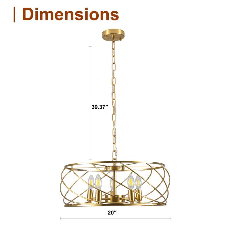 CurveCurio Elegant 20" Black Industrial Cage Chandelier with Adjustable 70" Chain for Modern Dining Spaces - 20" * 20" * 10"
