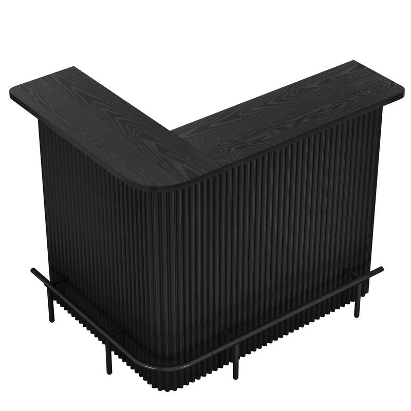 Bar Table, Home Bar Unit with Footrest, Counter Height Pub Table with Storage Shelves for Basement, Living Room, Dining Room