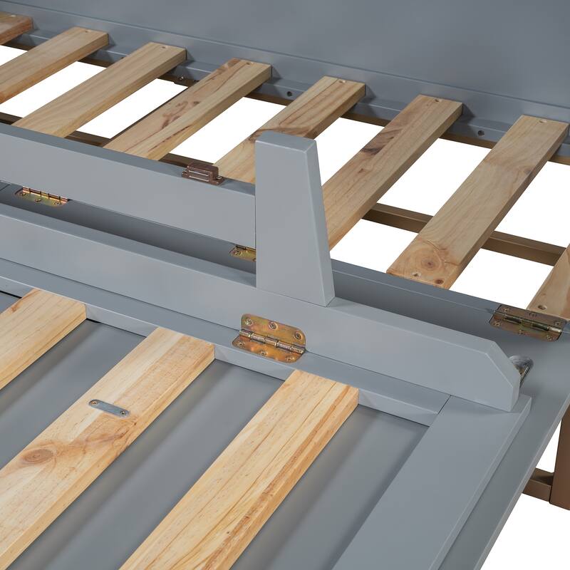 Queen Size Murphy Bed Wall Bed with Iron Legs, Modern Small Room Foldable Bed, Wooden Wall Bed Frame for Home Office