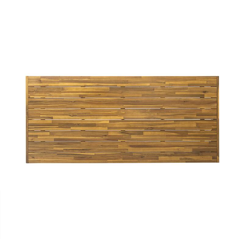 Acacia Wood Dining Table with Splay Legs and Slat Top Weather Resistant Outdoor